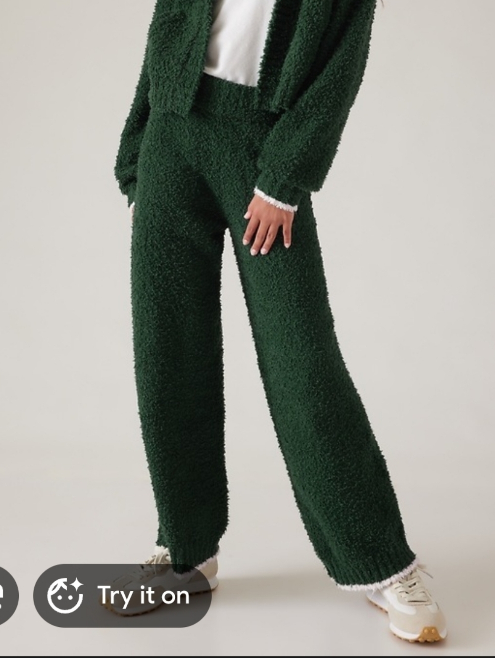 Athleta Dark Green Fuzzy Wide Leg Pants